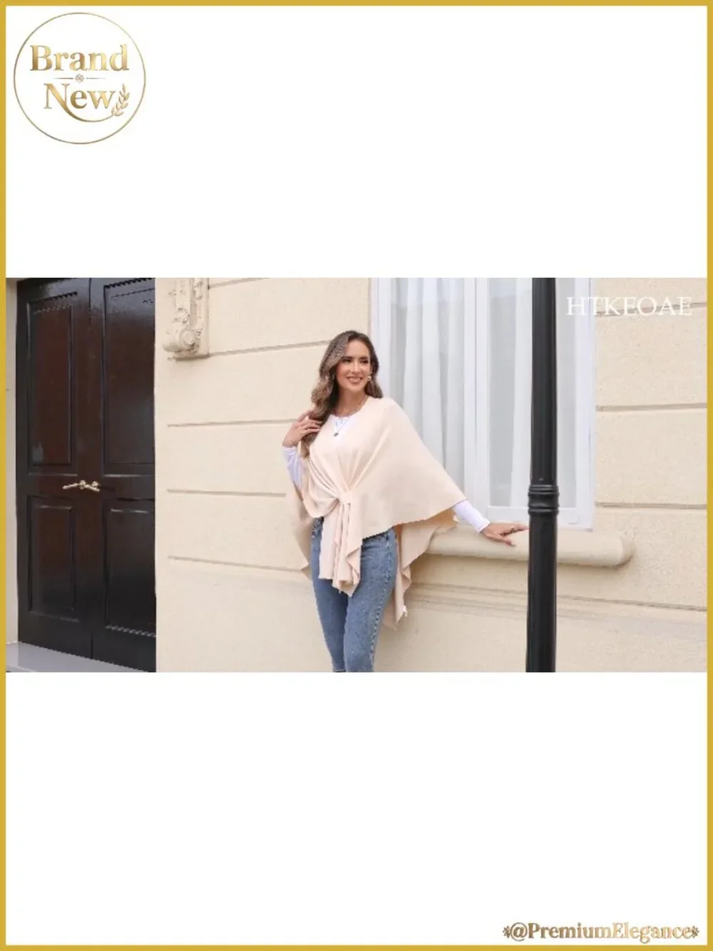 Cashmere Blend Knit Shawl Wrap Women Open Front Poncho Sweater